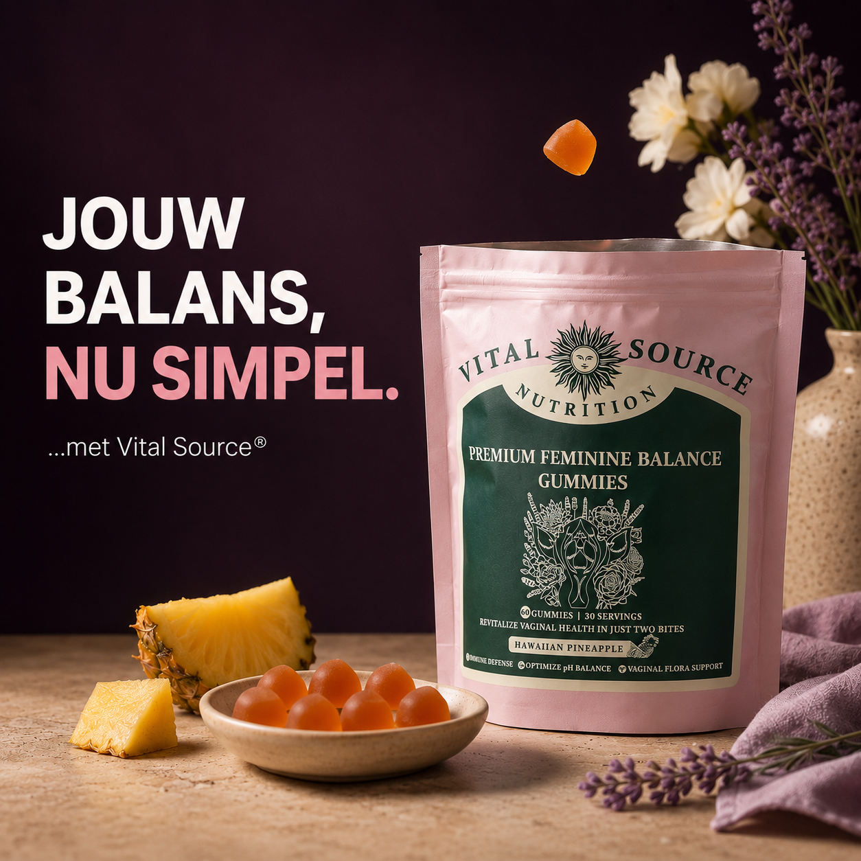 Vital Source™ Feminine Gummies — Dagelijkse Verzorging voor Vaginale Gezondheid | 60 stuks / 30 dagen